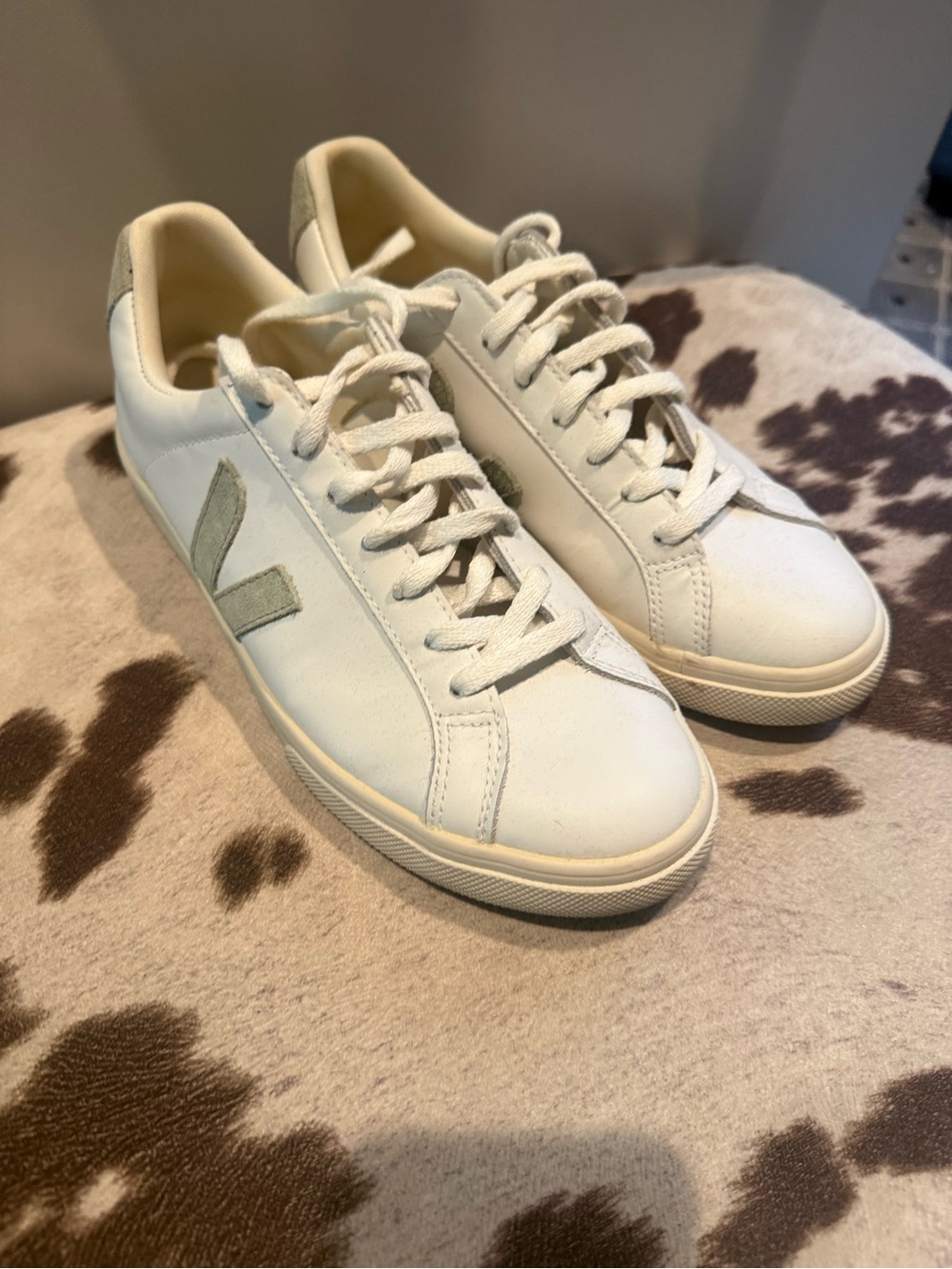 Veja Women’s White Sneakers with Light Gray Suede V Logo